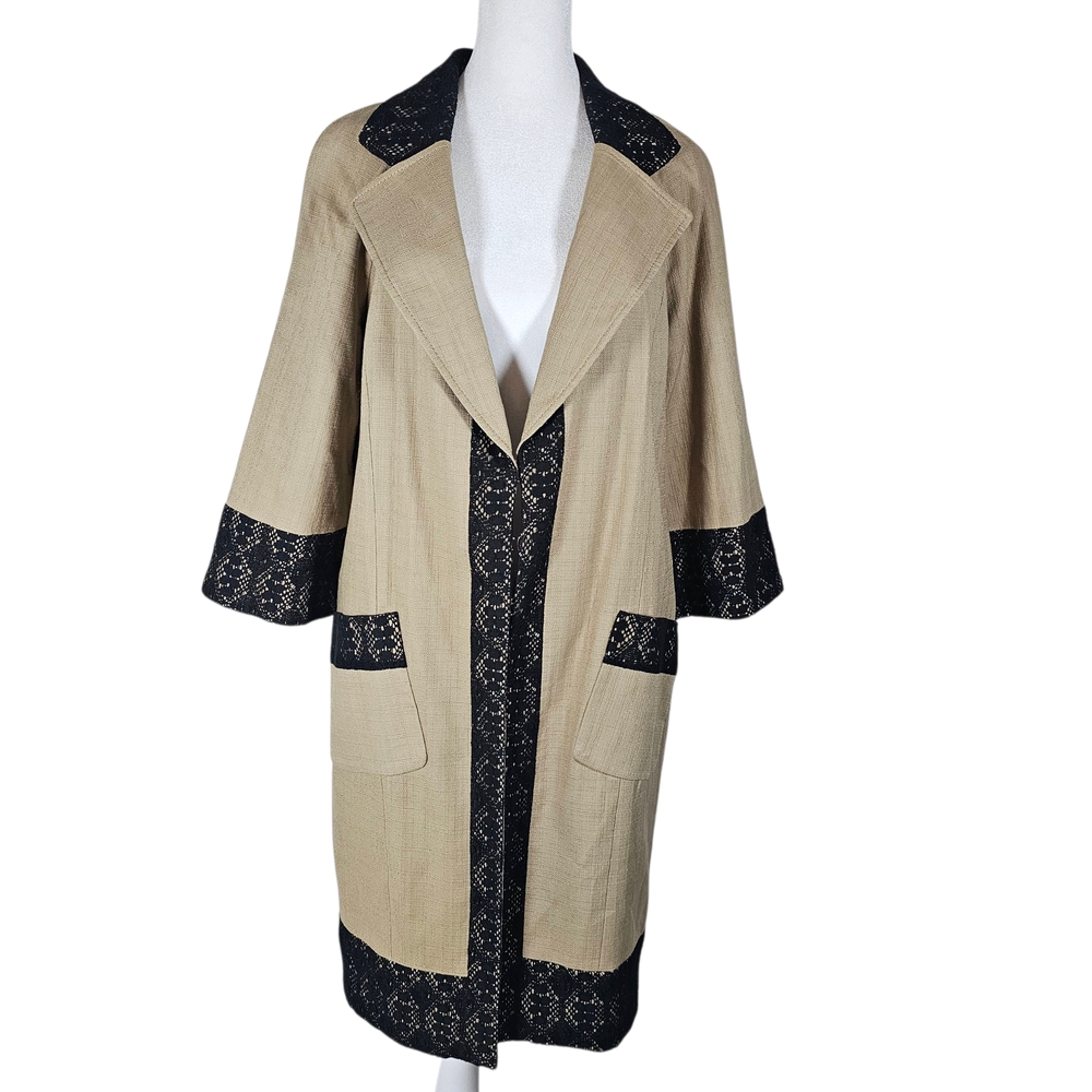 Classiques entier Tan Jacket w Lace & Black‎ Lace Size M.